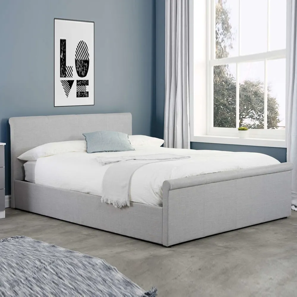 Stratos King Size Ottoman Bed with Storage - Grey, Fabric