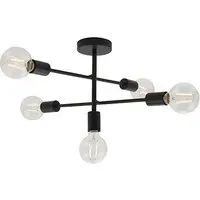Studio 5 Lights Semi Flush Ceiling Light - Matt Black