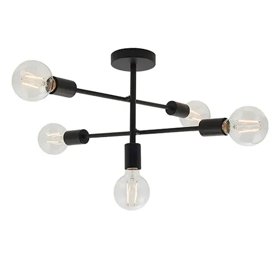 Studio 5 Lights Semi Flush Ceiling Light - Matt Black image
