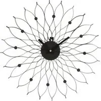 Styria Floral Design Wall Clock - Black, Metal