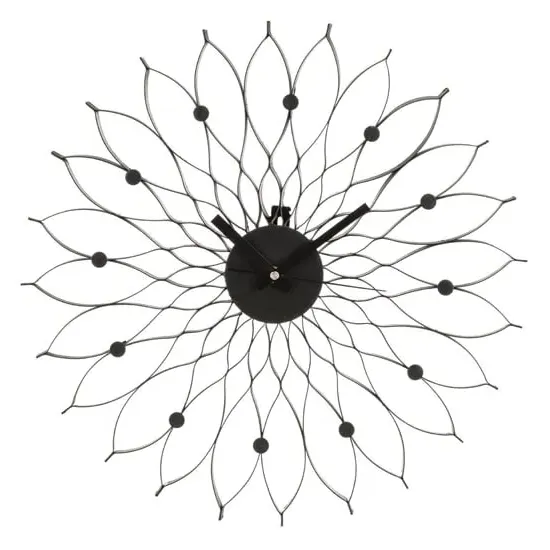 Styria Floral Design Wall Clock - Black, Metal image