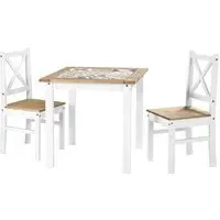 Sucre Tile Top Dining Table with 2 Chairs - White, Pine
