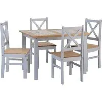 Sucre Tile Top Dining Table with 4 Chairs - Grey, Pine