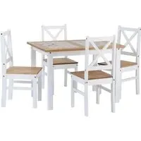 Sucre Tile Top Dining Table with 4 Chairs - White, Pine
