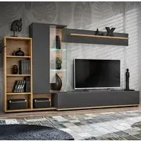 Suez Entertainment Unit with LED - Wotan Oak, Anthracite