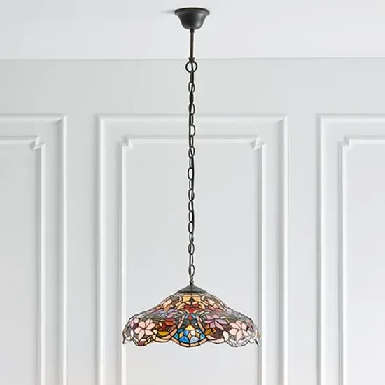 Sullivan Medium Tiffany Glass Pendant Light - Dark Bronze