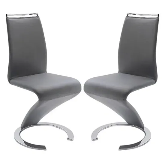 Summer Z Dining Chairs in Pair - Grey, Faux Leather image