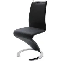 Summer Z-Shaped Dining Chair - Black, Faux Leather