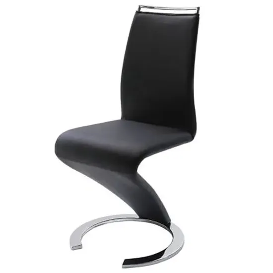 Summer Z-Shaped Dining Chair - Black, Faux Leather