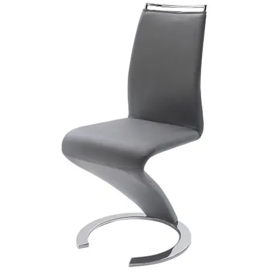 Summer Z-Shaped Dining Chair - Grey, Faux Leather