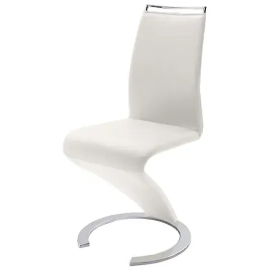 Summer Z-Shaped Dining Chair - White, Faux Leather