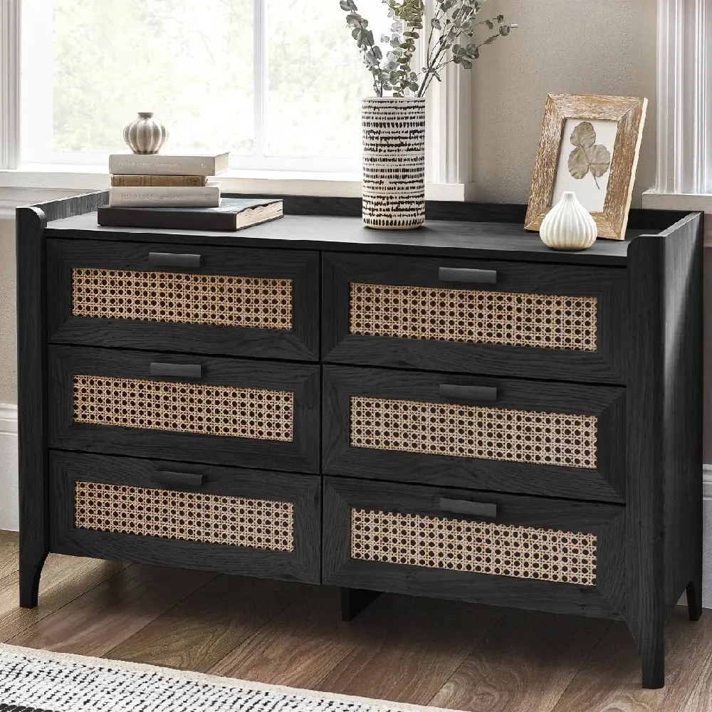 Sumter 6-Drawer Chest - Black Ash, Oak