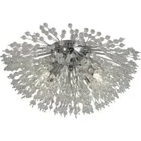 Sunburst 4 Glass Beads Flush Light - Chrome