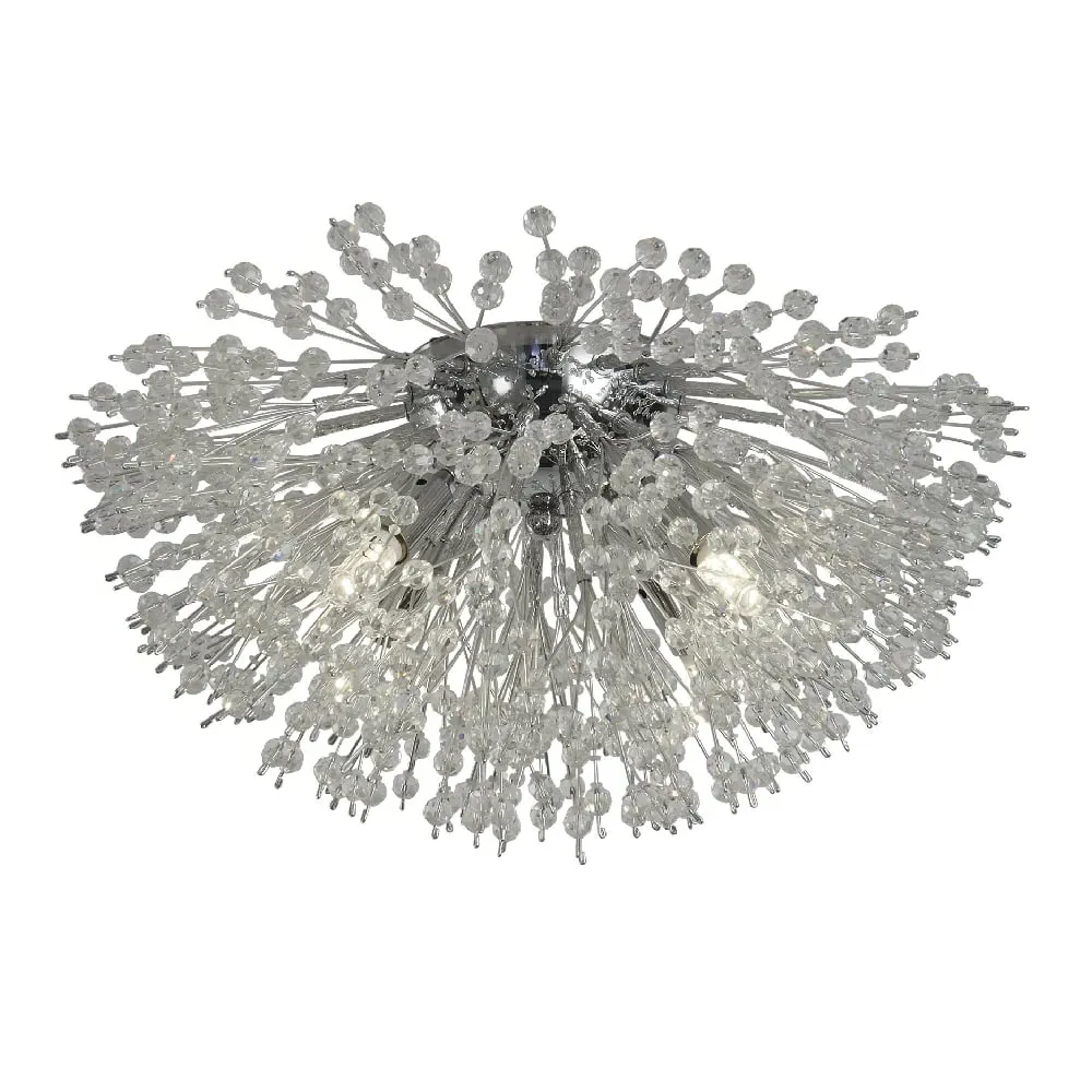 Sunburst 4 Glass Beads Flush Light - Chrome image