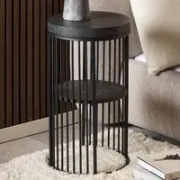 Surf Bedside Table with Metal Frame - Black