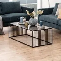 Surf Rectangular Coffee Table - Black Izmir, Wood and Glass