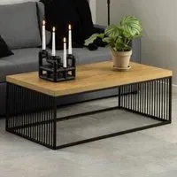 Surf Round Coffee Table with Metal Frame - Wild Oak