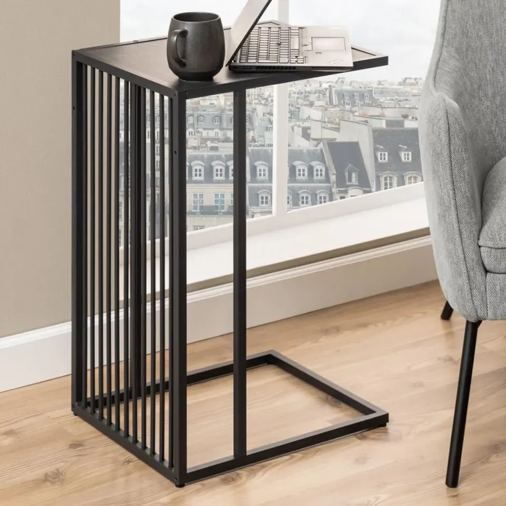 Surf Round Side Table - Black, Marble