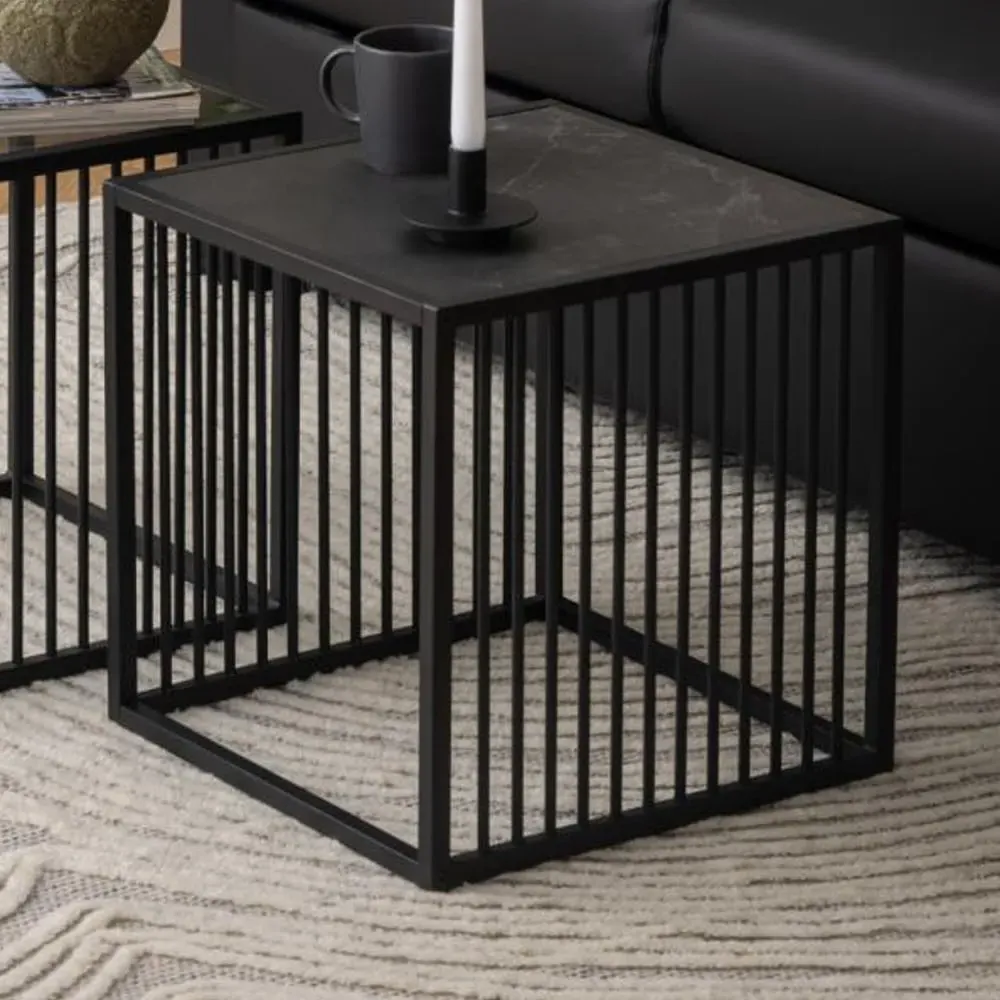 Surf Side Table with Metal Frame - Black image