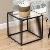 Surf Smoked Glass Side Table - Black, Metal