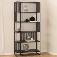 Surf Tall Bookcase with Metal Frame - Black