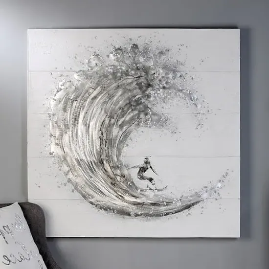 Surfer Square Canvas Oil Painting - Wooden Frame