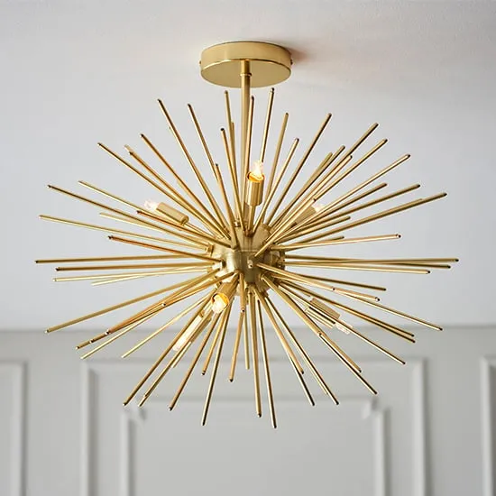 Surrey 6 Lights Semi-Flush Ceiling Light - Satin Brass