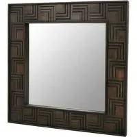 Sutra Square Wall Mirror - Brown, Mango Wood