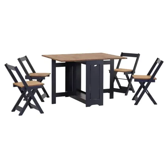 Suva Butterfly Dining Table with 4 Chairs - Blue, Pine image