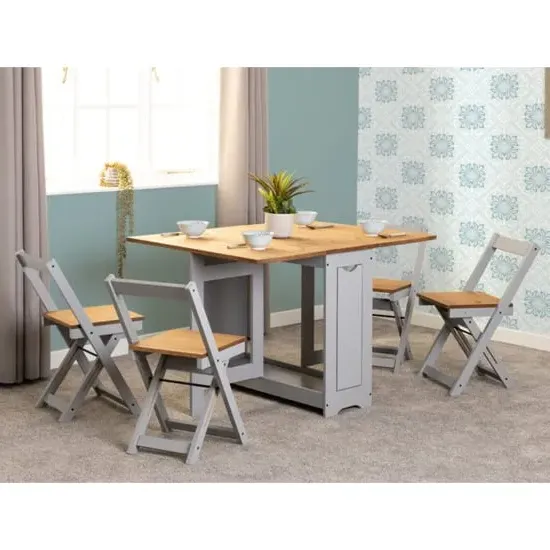 Suva Butterfly Dining Table with 4 Chairs - Grey, Pine