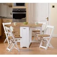 Suva Butterfly Dining Table with 4 Chairs - White, Pine