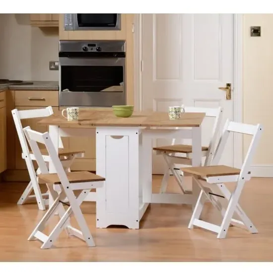 Suva Butterfly Dining Table with 4 Chairs - White, Pine