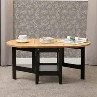 Suva Drop Leaf Coffee Table - Black, Waxed Pine