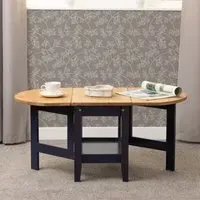 Suva Drop Leaf Coffee Table - Navy Blue, Waxed Pine