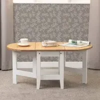 Suva Drop Leaf Coffee Table - White, Waxed Pine