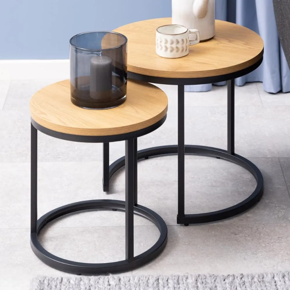 Suva Round Nest of 2 Tables - Wild Oak image