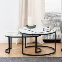 Suva Round Nesting Coffee Tables - White, Wood