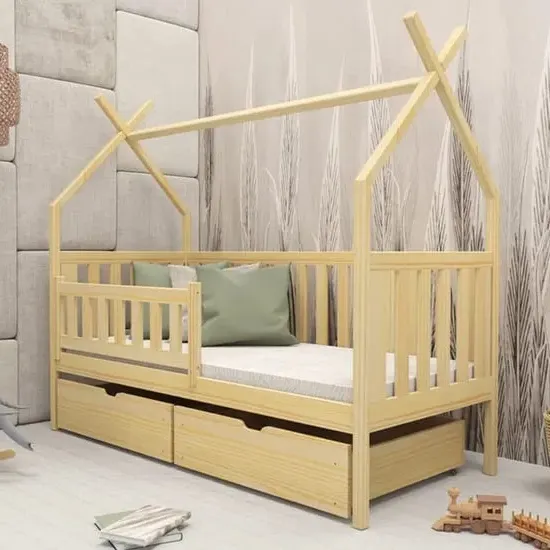 Suva Single Bed with Storage & Foam Mattress - Pine