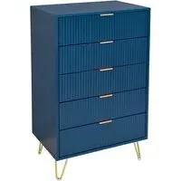 Suzuka Chest with 5 Drawers - Navy Blue, Wood