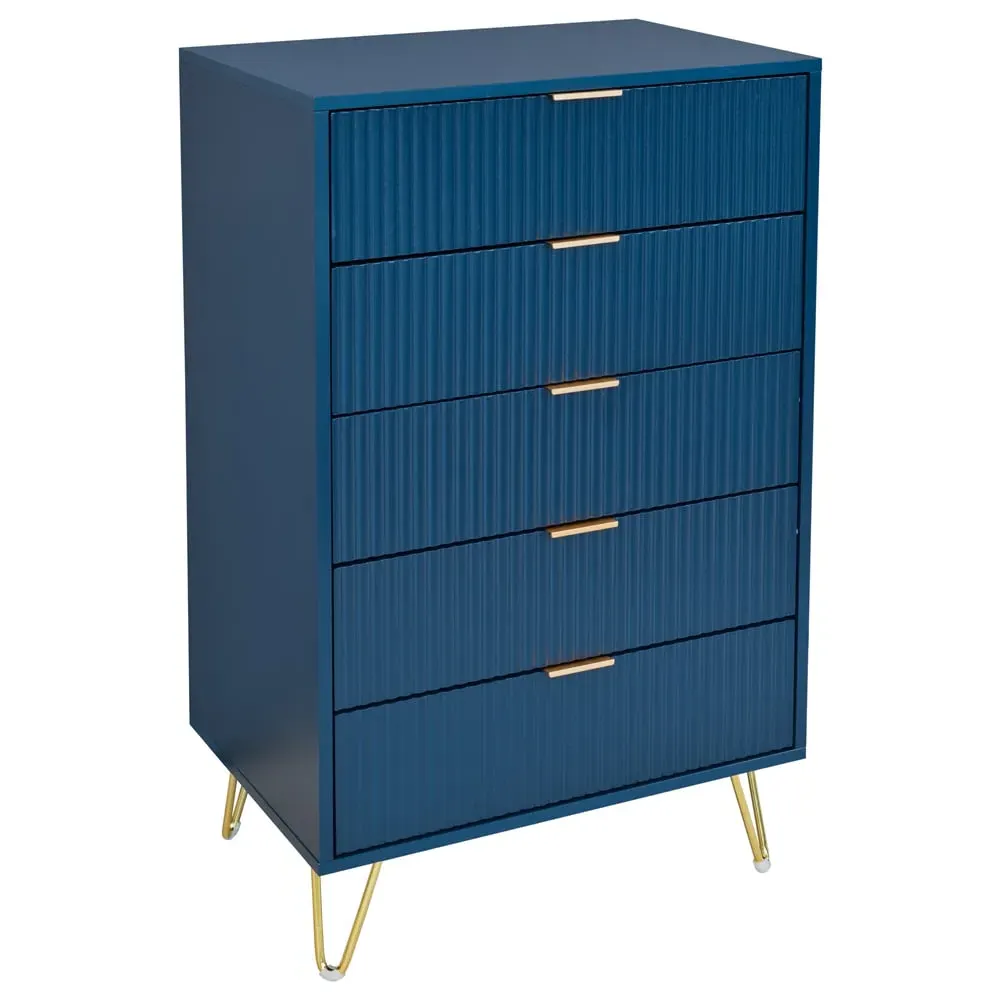 Suzuka Chest with 5 Drawers - Navy Blue, Wood