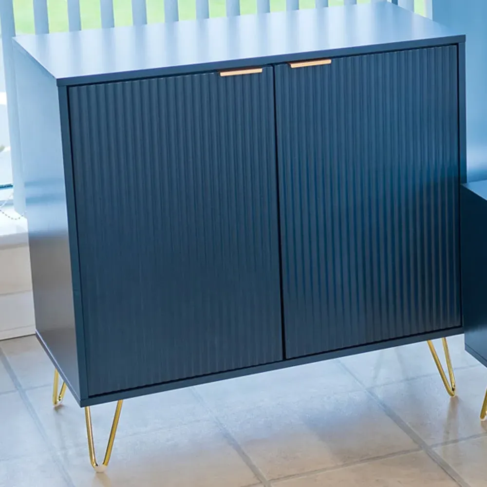Suzuka Storage Cabinet with 2 Doors - Navy Blue, Wood