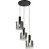 Sweden 3 Light Multi Drop Pendant Light - Black, Smoked Glass