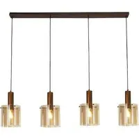 Sweden 4 Light Bar Pendant Light - Mocha, Amber Glass