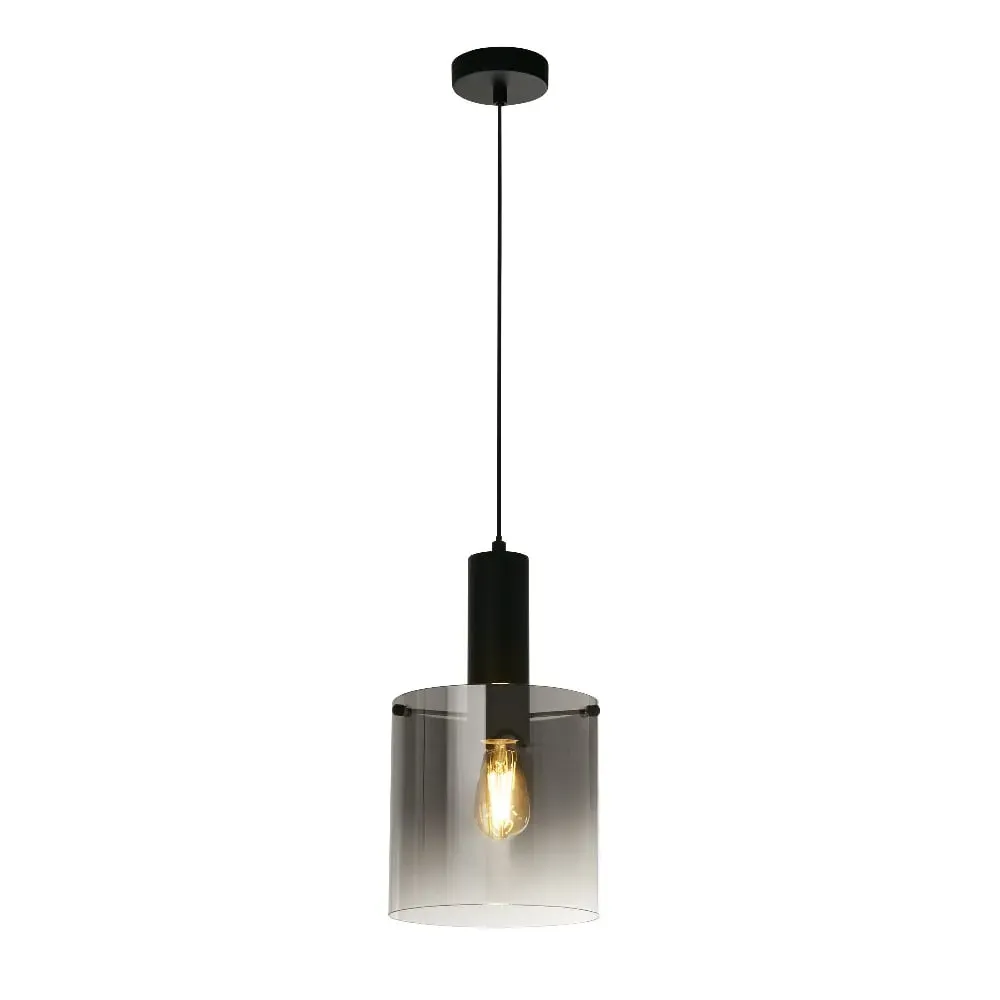 Sweden Smoked Ombre Glass Pendant Light - Black, Metal image