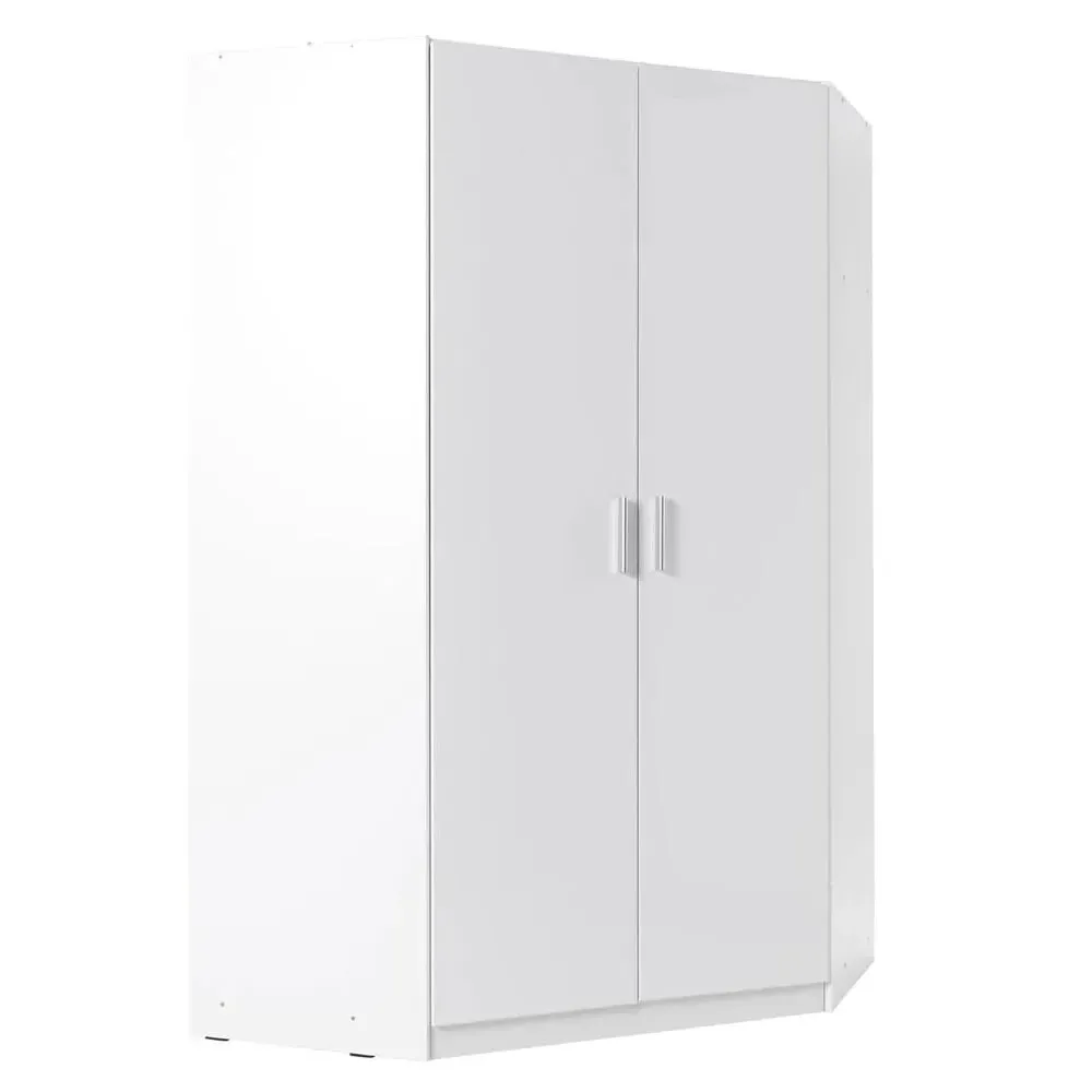 Swift Corner Wardrobe with 2 Doors - White, High Gloss