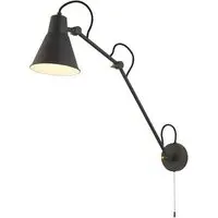Swing Arm Wall Light with White Inner Shade - Grey