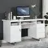 Sydney Computer Desk with 1 Door 3 Drawers - White, MDF