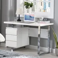 Sydney Computer Desk with 3 Drawers - White, MDF