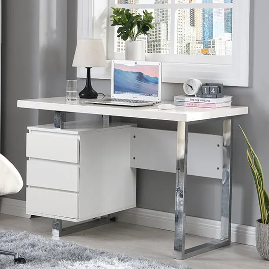 Sydney Computer Desk with 3 Drawers - White, MDF