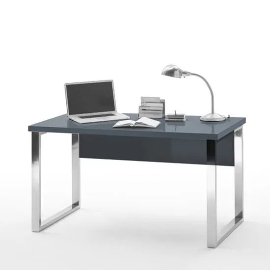 Sydney High Gloss Laptop Desk - Grey, Chrome Frame